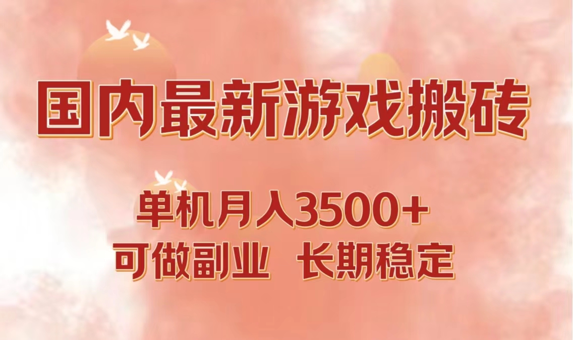 国内最新游戏打金搬砖，单机月入3500+可做副业 长期稳定-悟空云赚AI
