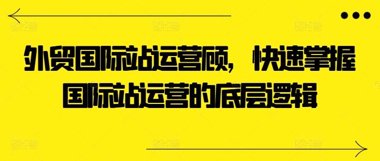 外贸国际站运营顾问，快速掌握国际站运营的底层逻辑-悟空云赚AI