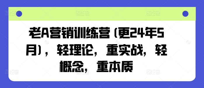 老A营销训练营(更24年12月)，轻理论，重实战，轻概念，重本质-悟空云赚AI