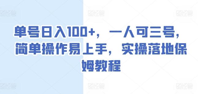 单号日入100+，一人可三号，简单操作易上手，实操落地保姆教程【揭秘】-悟空云赚AI