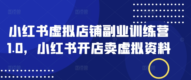 小红书虚拟店铺副业训练营1.0，小红书开店卖虚拟资料-悟空云赚AI