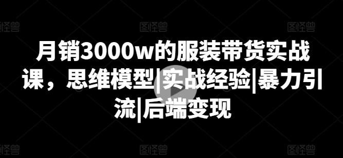 月销3000w的服装带货实战课，思维模型|实战经验|暴力引流|后端变现-悟空云赚AI