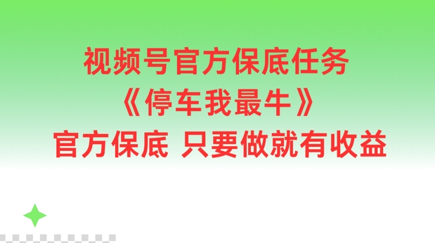 视频号官方保底任务，停车我最牛，官方保底只要做就有收益【揭秘】-悟空云赚AI