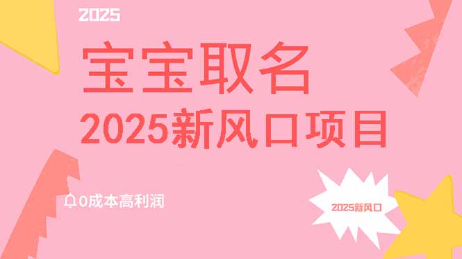 2025新风口项目宝宝取名，0成本高利润，附保姆级教程，月入过万不是梦-悟空云赚AI