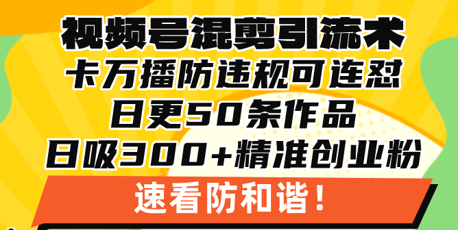 视频号混剪引流技术，500万播放引流17000创业粉，操作简单当天学会-悟空云赚AI