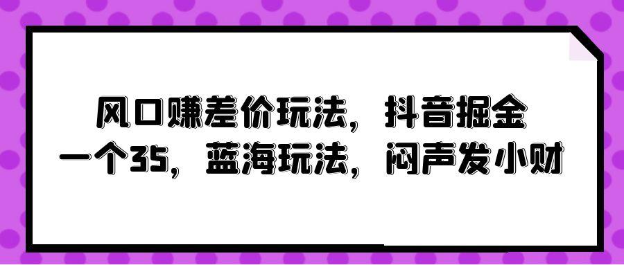 (10022期)风口赚差价玩法，抖音掘金，一个35，蓝海玩法，闷声发小财-悟空云赚AI