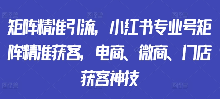 矩阵精准引流，小红书专业号矩阵精准获客，电商、微商、门店获客神技-悟空云赚AI