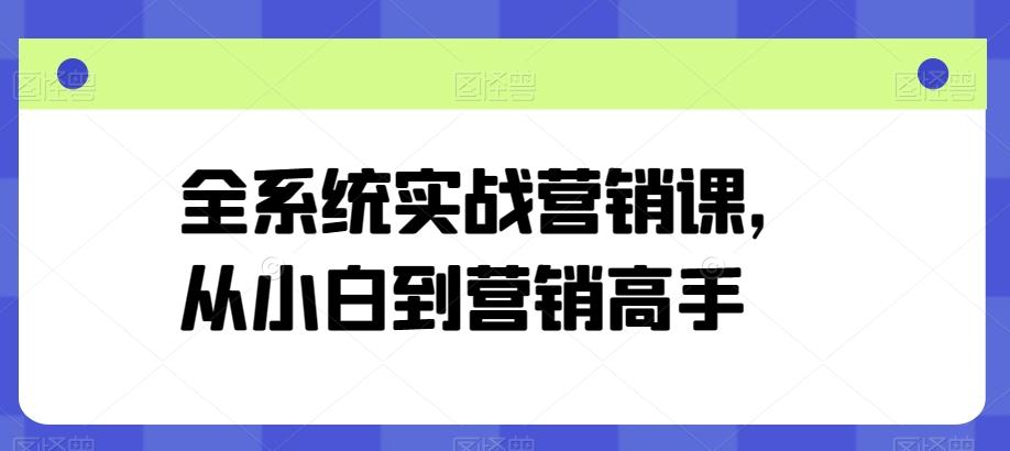 全系统实战营销课，从小白到营销高手-悟空云赚AI