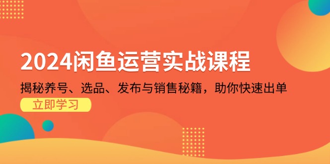 2024闲鱼运营实战课程：揭秘养号、选品、发布与销售秘籍，助你快速出单-悟空云赚AI