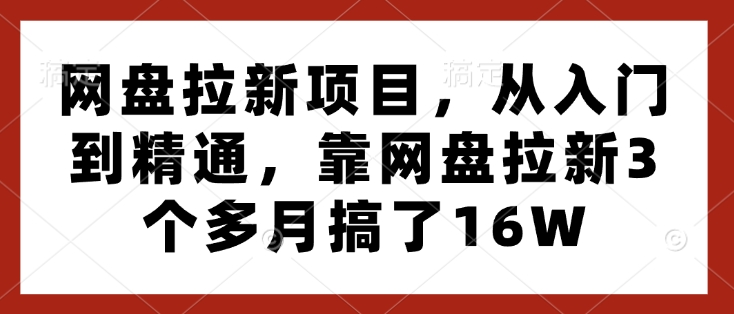 网盘拉新项目，从入门到精通，靠网盘拉新3个多月搞了16W-悟空云赚AI