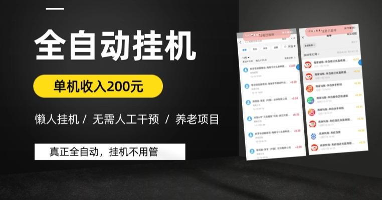 懒人挂机养老项目，全自动挂机无需人工看管，单机收入200元，可批量-悟空云赚AI
