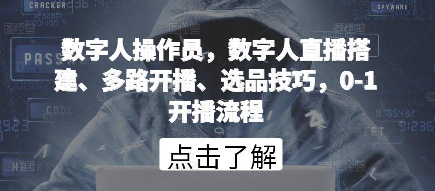 数字人操作员，数字人直播搭建、多路开播、选品技巧，0-1开播流程-悟空云赚AI