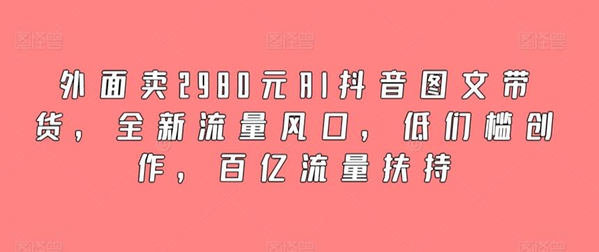 外面卖2980元AI抖音图文带货，全新流量风口，低们槛创作，百亿流量扶持-悟空云赚AI