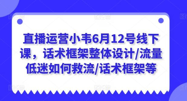 直播运营小韦6月12号线下课，话术框架整体设计/流量低迷如何救流/话术框架等-悟空云赚AI