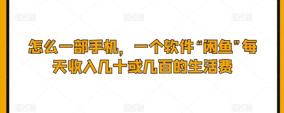 怎么一部手机，一个软件“闲鱼”每天收入几十或几百的生活费-悟空云赚AI