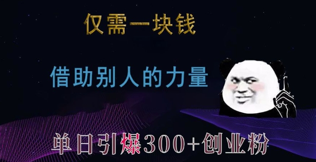 仅需一块钱，借助别人的力量，单日引爆300+创业粉、兼职粉【揭秘】-悟空云赚AI