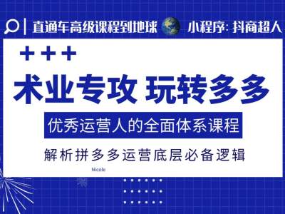 术业专攻玩转多多，优秀运营人的全面体系课程，解析拼多多运营底层必备逻辑-悟空云赚AI