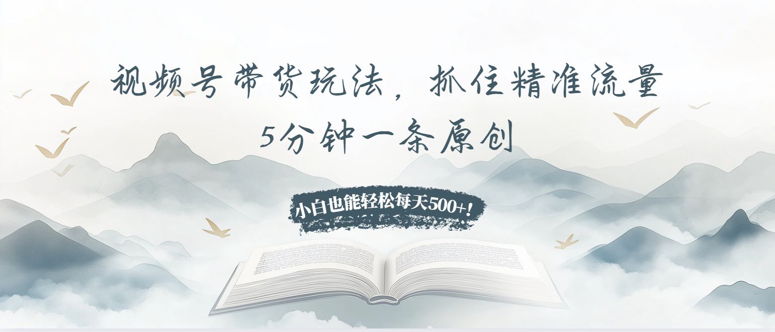 视频号带货玩法，抓住精准流量，5分钟一条原创，小白也能轻松每天500+！-悟空云赚AI