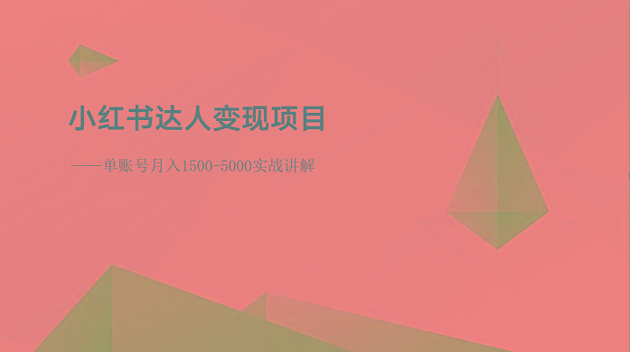 小红书达人变现项目：单账号月入1500-3000实战讲解-悟空云赚AI