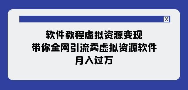 软件教程虚拟资源变现：带你全网引流卖虚拟资源软件，月入过万（11节课）-悟空云赚AI