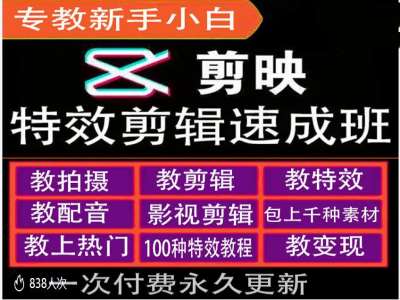 剪映特效教程和运营变现教程，特效剪辑速成班，专教新手小白-悟空云赚AI