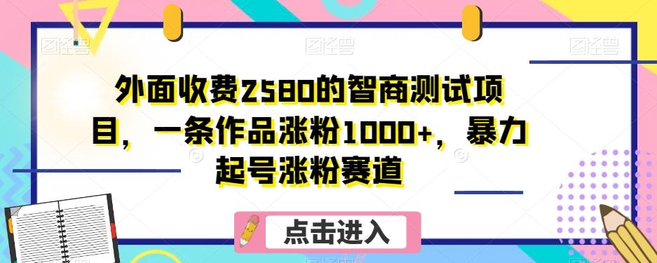 外面收费2580的智商测试项目，一条作品涨粉1000+，暴力起号涨粉赛道【揭秘】-悟空云赚AI