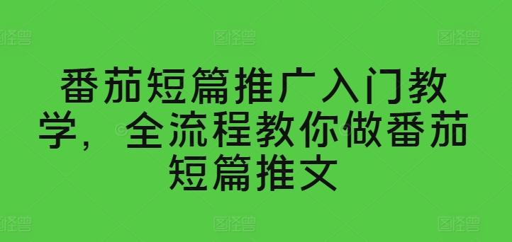 番茄短篇推广入门教学，全流程教你做番茄短篇推文-悟空云赚AI