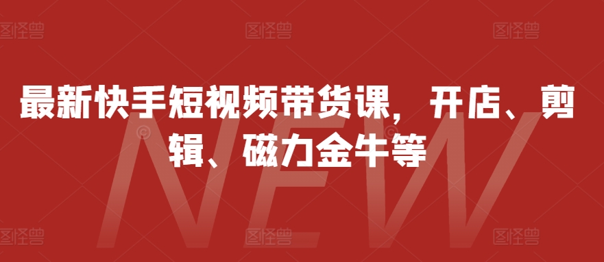 最新快手短视频带货课，开店、剪辑、磁力金牛等-悟空云赚AI