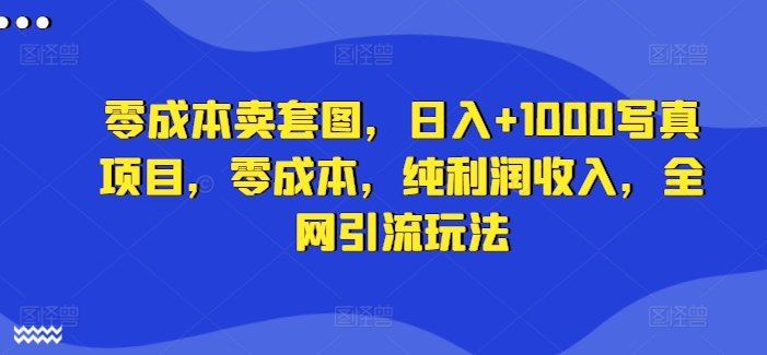 零成本卖套图，日入+1000写真项目，零成本，纯利润收入，全网引流玩法-悟空云赚AI