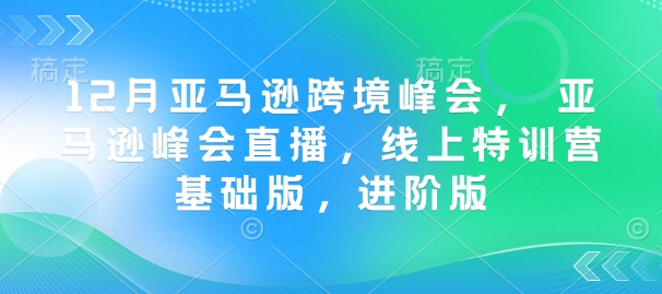 12月亚马逊跨境峰会， 亚马逊峰会直播，线上特训营基础版，进阶版-悟空云赚AI