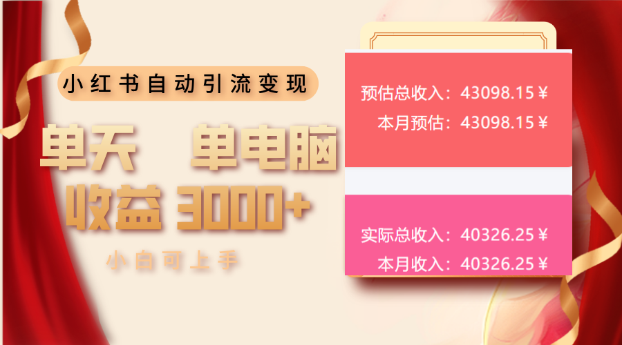 小红书自动引流变现 单天单电脑收益3000+  小白可上手-悟空云赚AI