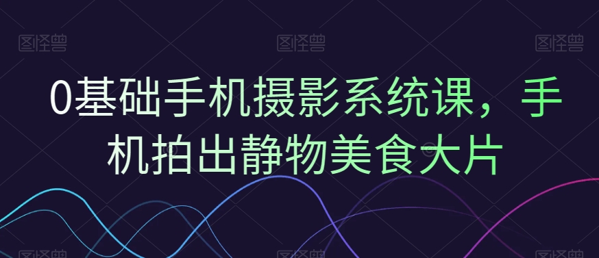 0基础手机摄影系统课，手机拍出静物美食大片-悟空云赚AI