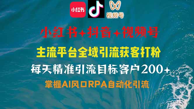 小红书、抖音、视频号全域多平台引流获客，日引目标客户200+，RPA自动…-悟空云赚AI