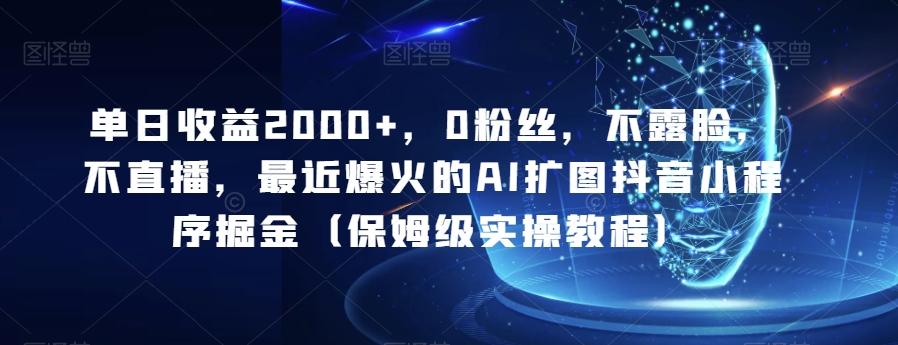 单日收益2000+，0粉丝，不露脸，不直播，最近爆火的AI扩图抖音小程序掘金（保姆级实操教程）-悟空云赚AI