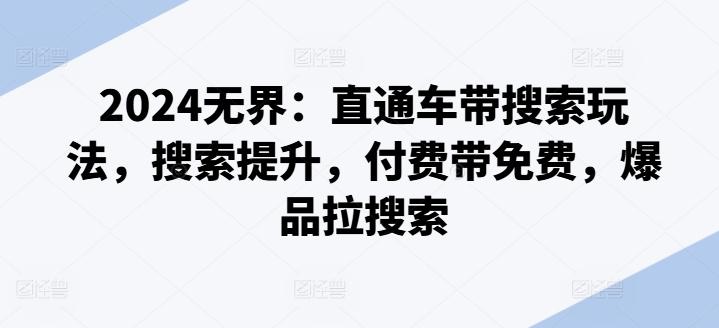 2024无界：直通车带搜索玩法，搜索提升，付费带免费，爆品拉搜索-悟空云赚AI