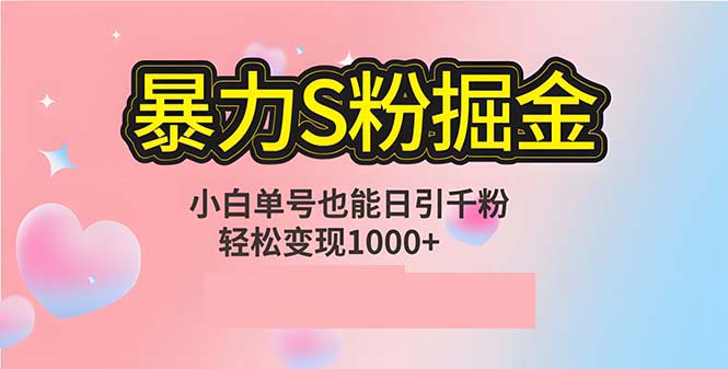 单人单机日引千粉，变现1000+，S粉流量掘金计划攻略-悟空云赚AI