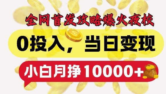 全网首发爆火夜校，0投入，当日变现，小白轻松月入1w+【揭秘】-悟空云赚AI