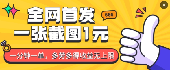 全网首发，一张截图1块钱，一分钟一单，多劳多得，收益无上限-悟空云赚AI