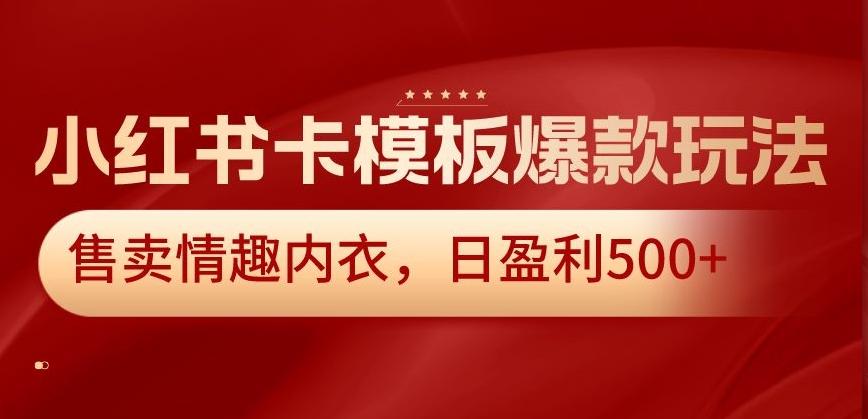 小红书卡模板爆款玩法，售卖情趣内衣，日盈利500+【揭秘】-悟空云赚AI