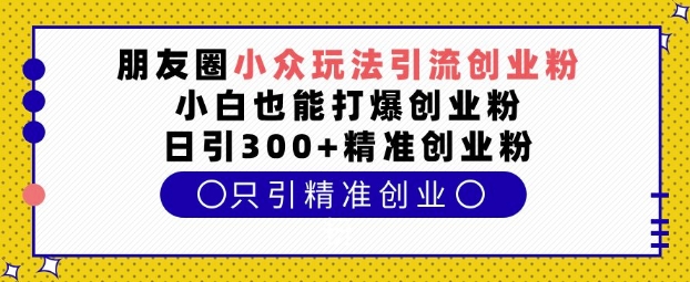 朋友圈小众玩法引流创业粉，小白也能打爆创业粉，日引300+精准创业粉【揭秘】-悟空云赚AI