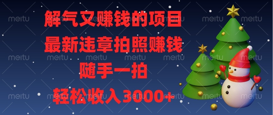 解气又赚钱的项目，最新违章拍照赚钱，随手一拍，轻松收入3000+-悟空云赚AI