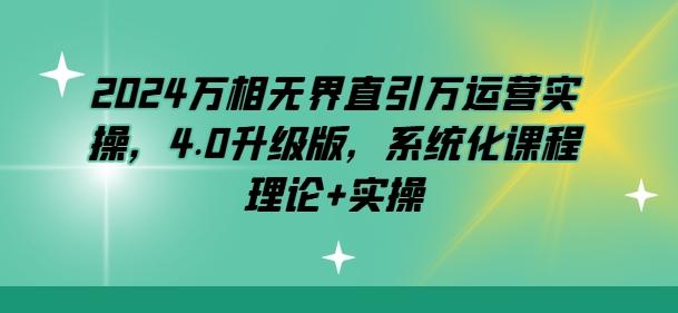 2024万相无界直引万运营实操，4.0升级版，系统化课程 理论+实操-悟空云赚AI