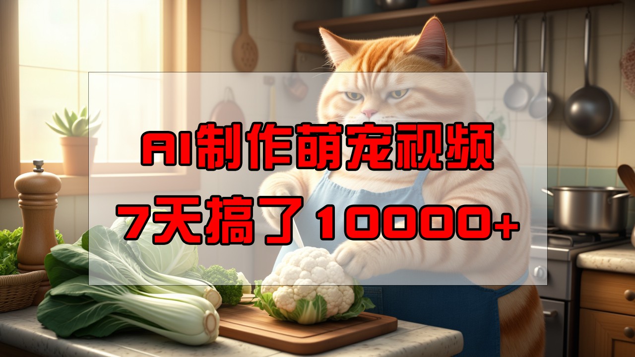 靠AI制作萌宠视频，7天搞了1万+，操作简单门槛低，有手机就行-悟空云赚AI