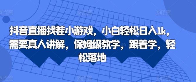 抖音直播找茬小游戏，小白轻松日入1k，需要真人讲解，保姆级教学，跟着学，轻松落地【揭秘】-悟空云赚AI