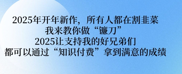 2025年开年新作，所有人都在割韭菜，我来教你做“镰刀” 2025让支持我的好兄弟们都可以通过“知识付费”拿到满意的成绩【揭秘】-悟空云赚AI