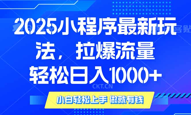 2025年小程序最新玩法，流量直接拉爆，单日稳定变现1000+-悟空云赚AI