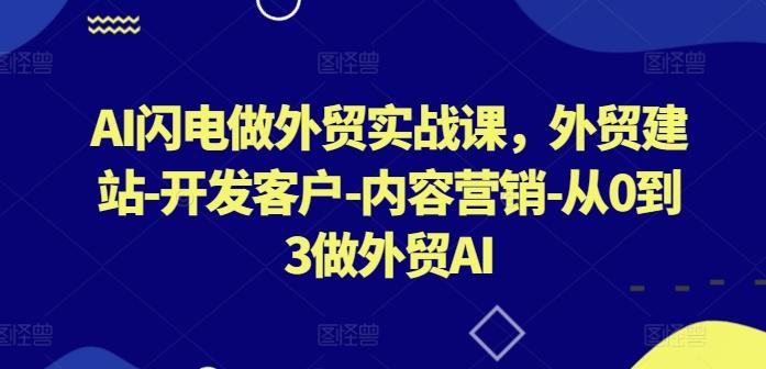 AI闪电做外贸实战课，​外贸建站-开发客户-内容营销-从0到3做外贸AI-悟空云赚AI