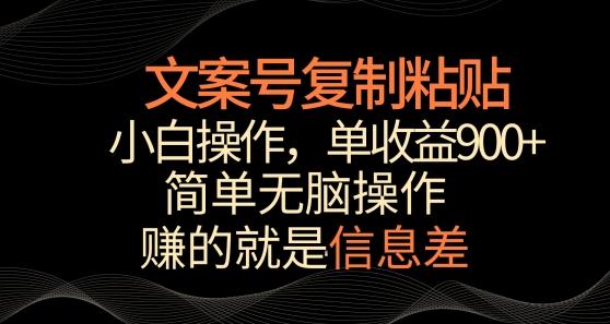 文案号掘金，简单复制粘贴，小白操作，单作品收益900+【揭秘】-悟空云赚AI