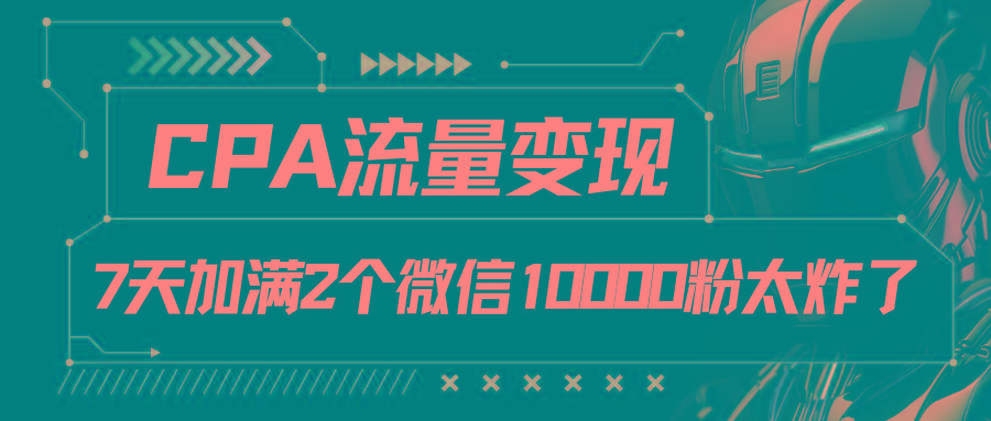CPA流量变现，7天加满两个微信10000粉-悟空云赚AI