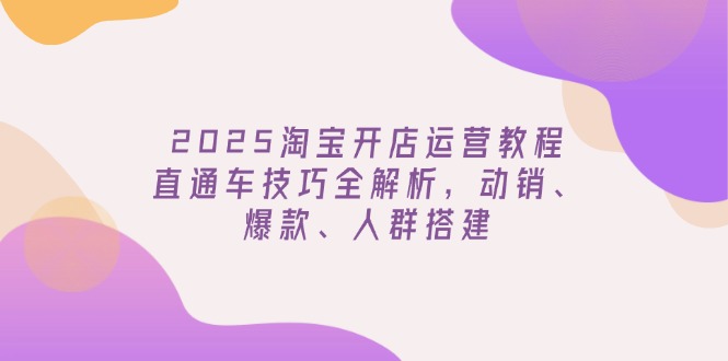 2025淘宝开店运营教程更新，直通车技巧全解析，动销、爆款、人群搭建-悟空云赚AI